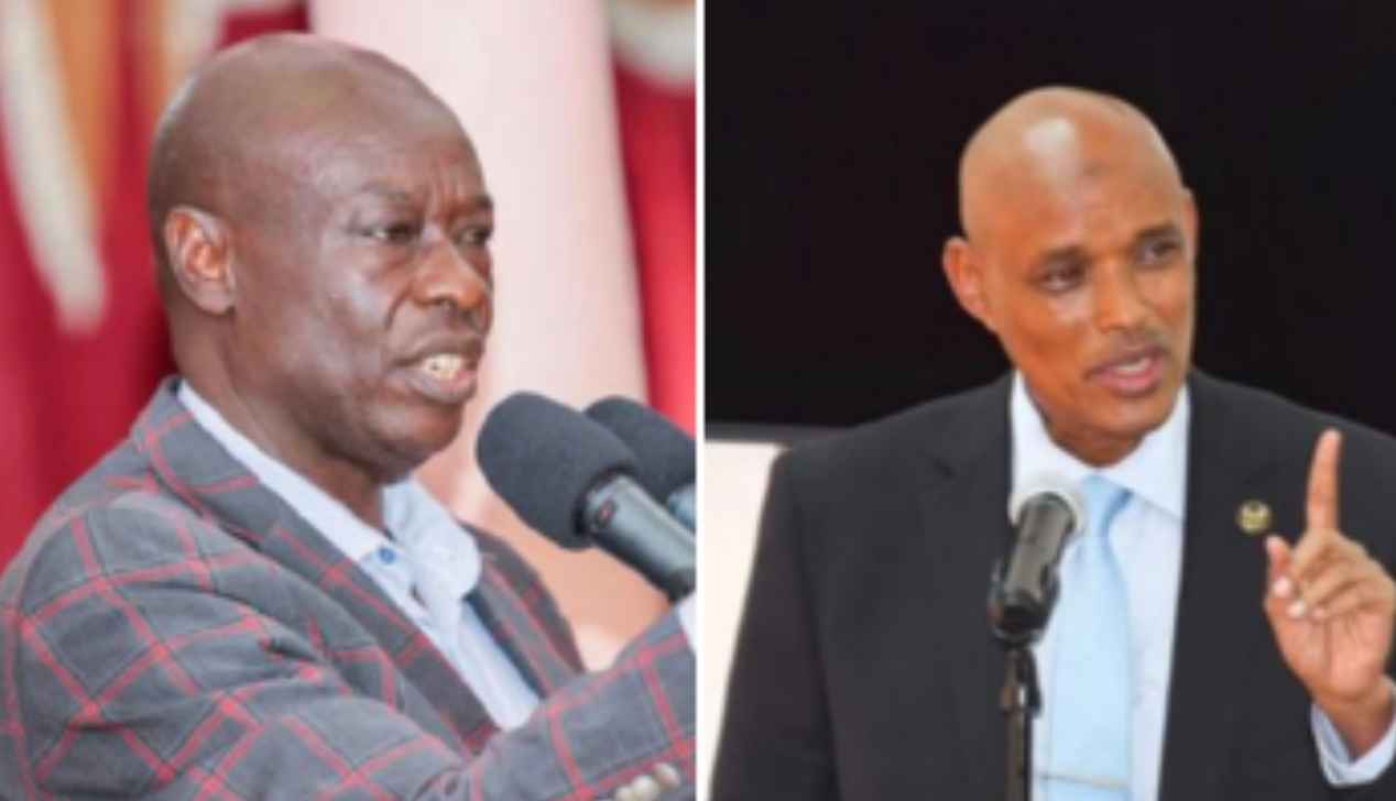 A collage of Rigathi Gachagua and DCI Boss Amin Mohamed.